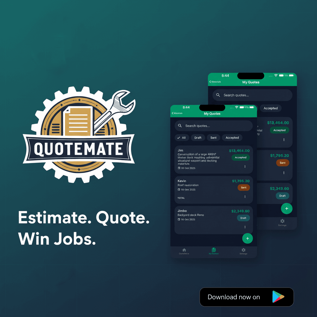 QuoteMate mobile application interface