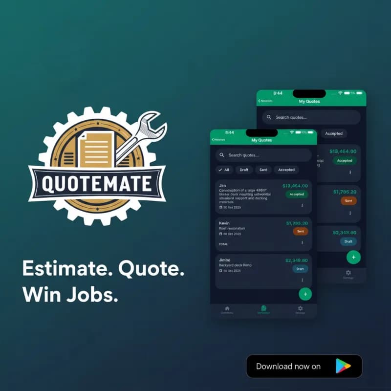QuoteMate mobile application interface